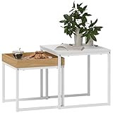 HOMCOM Couchtisch 2er Set Satztisch Beistelltisch mit Stahlgestell Wohnzimmertisch Kaffeetisch...