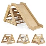 HOMASIS Kletterset für Kinder mit Rutsche, Spielplatz für Kinder, Innenraum aus Holz,...