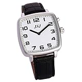 TESW-1706A Armbanduhr, sprechendes Datum und Uhrzeit, schwarzes Lederband