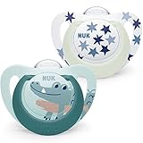 NUK Star Night & Day 6-18 Monate, phosphoreszierender Schnuller, BPA-freies Silikon, grünes...