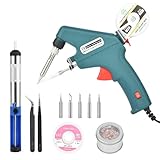 60W Elektronik Lötpistole Kit - Automatische Lötkolben set 5 Stück Lötspitzen, Entlötpumpe,...