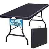 Casaria® Gartentisch klappbar Polyrattan Campingtisch 180x75cm Wetterfest Tragegriff Klapptisch...