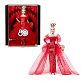 Barbie Signature Puppe, Sammelfigur zum 80. Jubiläum von Mattel in glitzerndem rotem Tüllkleid mit...