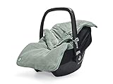 Jollein Fußsack Basic Knit Forest Green - Für Babyschale Kinderautositz Gruppe 0+ und Kinderwagen...
