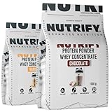 NUTRIFY Whey Protein Pulver Schokolade Vanille Set– 23g Protein/Portion, Muskelaufbau & Diät, Top...