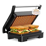 Kontaktgrill, Steak und als Panini Grill, Elektrogrill/Sandwichtoaster, Brotmaschine, Edelstahl...