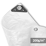 NOOR Abdeckplane SUPER - 200g/m² - 3x3 m - Weiß - Allzweckplane für Schutz vor Witterung - Ideal...
