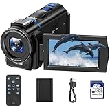 Videokamera 4K, 48MP Camcorder Vlogging Camera für YouTube, 16X Digitalzoom Nachtsicht Vlog Kamera,...