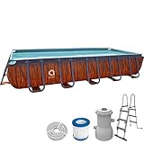 Avenli Pool 400 x 200 x 100 cm Stahlrahmen Aufstellpool Pool-Set mit Leiter Filterpumpe Schläuchen...
