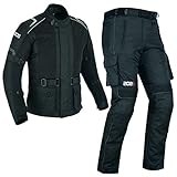 BOS Schwarze- Motorradkombi Jacke+Hose Textil Mit Protektoren-Wasserdicht (XL)