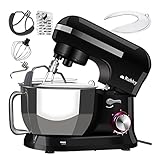 Ruhhy Küchenmaschine Edelstahlschüssel 4,5 l, 1700 W - 8 Geschwindigkeitsstufen + Pulsfunktion...