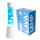 FISURA - Lavalampe blaue un weiße. Weiße Basis, blaue Flüssigkeit und weiße Lava. Lavalampe mit...