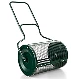 RELAX4LIFE Rasenstreuer 60x41cm, Gartenstreuer 75L, Torfmoosstreuer mit U-Griff Metallnetzkorb,...