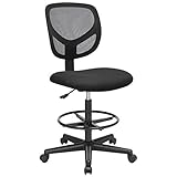 SONGMICS Hocker mit runder Fußstütze, höhenverstellbar, ergonomischer Sitz, drehbarer Bürostuhl,...
