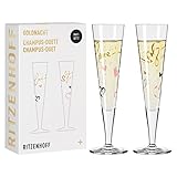 Ritzenhoff 6031004 Champagnerglas 200 ml – Serie Goldnacht Duett F23 – 2x Designerstück mit...