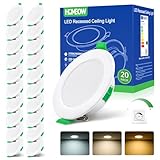 HOMEOW 20er Set LED Einbaustrahler 230V Dimmbar, Led Spots 5W 400LM Warmweiß Neutralweiß...
