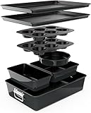 NutriChef Backformen Set - 8-teiliges Stapelbares Antihaft Backform Set - PFOA, PFOS, PTFE Frei,...