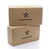 BODYMATE 2er Set Yoga Block aus Kork, Yogablöcke, Korkblock für Yoga, aus 100% ökologischem Kork,...