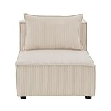 Juskys Mittelsofa Domas - modulares Sofa in Cord Beige - Wohnzimmer Couch mit Kissen - Modulsofa 130...