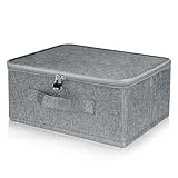 YiJiuBa Aufbewahrungsbox mit Zahlenschloss, Abschließbare Box, Aufbewahrungskorb Grau, Faltbare...