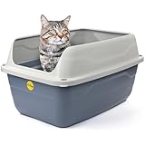 Cat Centre Katzenklo XL Offen Mit Extra Hohem Rand Katzentoilette Ohne Deckel Grau XL 56 x 40 cm