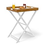 Relaxdays Tabletttisch Bambus H x B x T: ca. 72 x 60 x 40 cm Beistelltisch mit Tablett als...