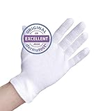 Baumwollhandschuhe aus 100% Baumwolle (Dermatest: Sehr gut), Weiße Handschuhe, Weiche...