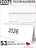 UNITURE® - Tischkalender 2026 quer I Wochenkalender zum Aufstellen I Büro Tischkalender 2026 im...