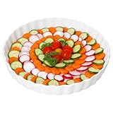 MamboCat Quicheform Veggi weiß I Ø 28cm I 1 Liter I rund I glänzende Schale mit Wellenrand für...