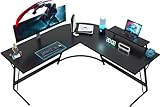 JUMMICO Eckschreibtisch 130x130x75cm,Gaming Schreibtisch mit Monitorständer,Schreibtisch L...