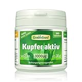 Kupfer aktiv, 1.000 µg (1mg), hochdosiert, 180 Tabletten, vegan - gut für Haar- und...