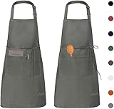Viedouce 2 Pack Schürze, Wasserdicht Kochschürze mit Taschen, Verstellbarem Küchenschürze...