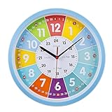 HOSPAOP Kinder Wanduhr Lautlos, Lernuhr Kinder Uhr Kinderzimmer Ohne Ticken Kinderwanduhr Bunt für...