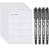 Smivyhp 200 Stück Kleidungs Etiketten Namensaufkleber für Kinder mit 4 Stück Stift, 30 x 15 mm...