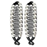 Weqizuerqi Bananen-Haarspange, Doppelklammern, Drahtreifen, 2 x rutschfeste Haarspangen, klassisches...