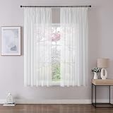 Joydeco 2er Set H145 x B140 cm Weiß Transparente Kurz Schien Gardinen Sheer Voile Vorhänge für...