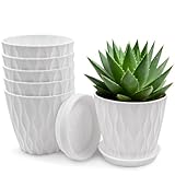 JJYHEHOT 6er Set Blumentöpfe, 10cm Pflanzentopf mit Untersetzer, Plastik Übertopf mit Mehrere...