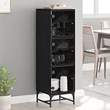 Teenpull Hochboard Schwarz Eichen-Optik, 35x37x117 cm, Holzwerkstoff, Buffet Schrank mit Stauraum,...