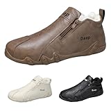 Barfußschuhe Herren Outdoor Wandern Wasserdicht, Winterschuhe Herren Gefüttert Leder Pu...