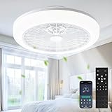 Deckenventilator mit Beleuchtung, 45cm Deckenlampe mit Ventilator, Leiser Deckenventilator 6...