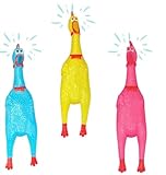Quietschendes Huhn-Hundespielzeug, 30 cm, zufällige Farbauswahl, Gelb, Rosa, Blau