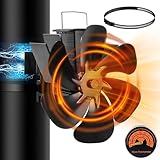 LAMA 6 Blättern Magnetisch Kaminventilator, Ofenventilator Heizventilator Lüfter mit Thermometer,...