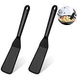 2 Stücke Schwarz Pfannenwender Silikon Spatel Antihaft Silicone Spatula Wende,Hitzebeständig...