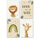 LAVEMA Bilder Kinderzimmer Deko | Babyzimmer Poster Safari Tiere | Poster A4 ohne Bilderrahmen |...