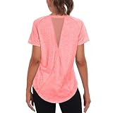 Jlowesun Sportshirt Damen Tanktop Locker Kurzarm, Leichtes Atmungsaktiv Funktions Back Mesh Yoga...