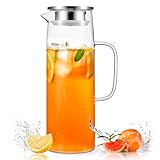 1.5L Wasserkaraffe, Karaffe mit Deckel - Wasserkrug für Heißes/Kaltes Wasser, Eistee, Wein |...