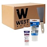 W West Boxx Set aus Reparaturspachtel Raufaser 225g, Polarweiss Farbe 50ml und Spachtel,...