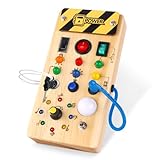 Hoarosall Montessori Spielzeug Busy Board mit LED Lichtschalter Activity Board Holzspielzeug ab 1...