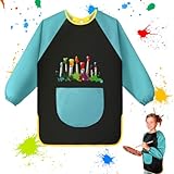 OSDUE Malschürze für Kinder, Kinderschürze mit Taschen, Malkittel Kinder, Bastelschürze,...
