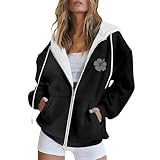 Kapuzenjacke Damen Jacke Herbst Sweatjacke Damen Mit Kapuze Sweatshirt Sweatshirtjacke Winterjacke...